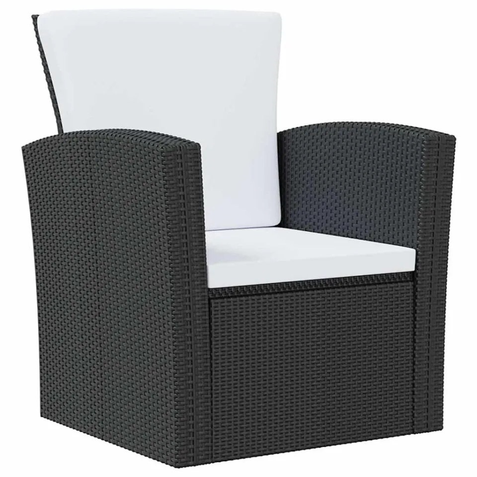 vidaXL 16-delige Loungeset met kussens poly rattan zwart