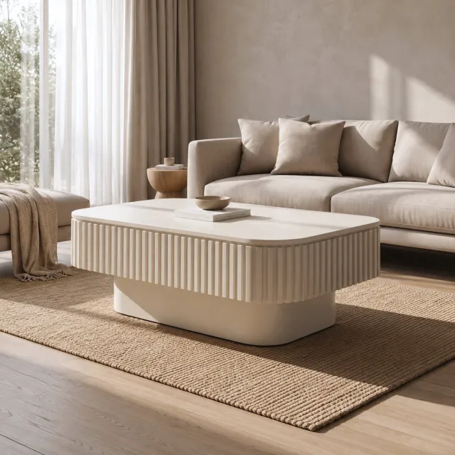 MODENUIT Salontafel - Opklapbaar Met Verborgen Opbergruimte - Voor Woonkamer En Kantoor - Cream - 98x60x35 Cm