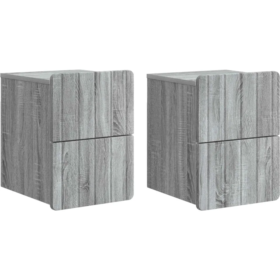 vidaXL Wandbeugel Bedkast 2 st Grijs sonoma 33 x 34,5 x 43 cm