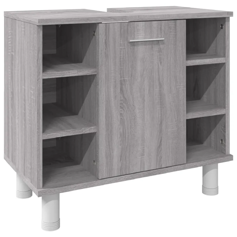 vidaXL 3-delige Badkamermeubelset bewerkt hout grijs sonoma eikenkleur, foto 4