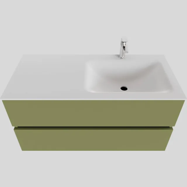 Boss & Wessing Badkamermeubel Solid Surface BWS Oslo 100x46 cm Rechts Mat Groen (met 1 kraangat)