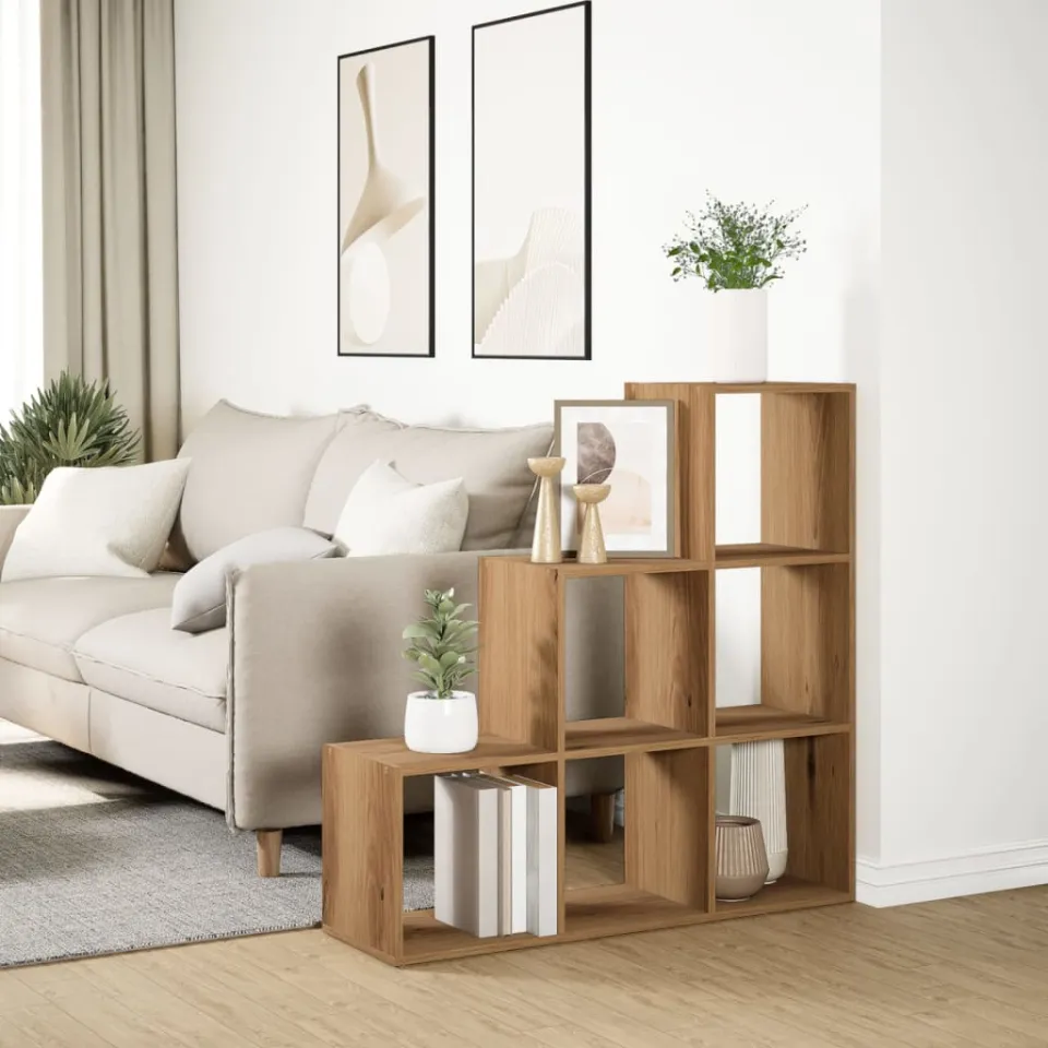 vidaXL Kamerscherm / boekenkast 3-laags 99x29x99 cm hout oud houtkleur bruin, foto 4