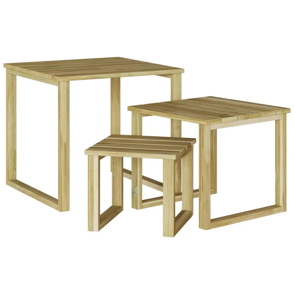 vidaXL Tafel 3 st Naturel 50,5 x 50 x 46 cm Geïmpregneerd grenenhout Bruin