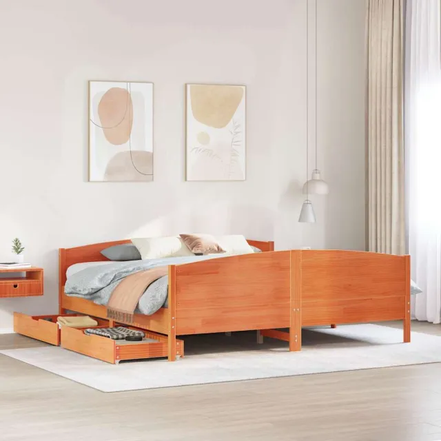 vidaXL Bedframe zonder matras massief grenenhout wasbruin 200x200 cm bruin