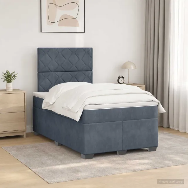 vidaXL Boxspringbed met matras Donkergrijs 120 x 190 cm Fluweel