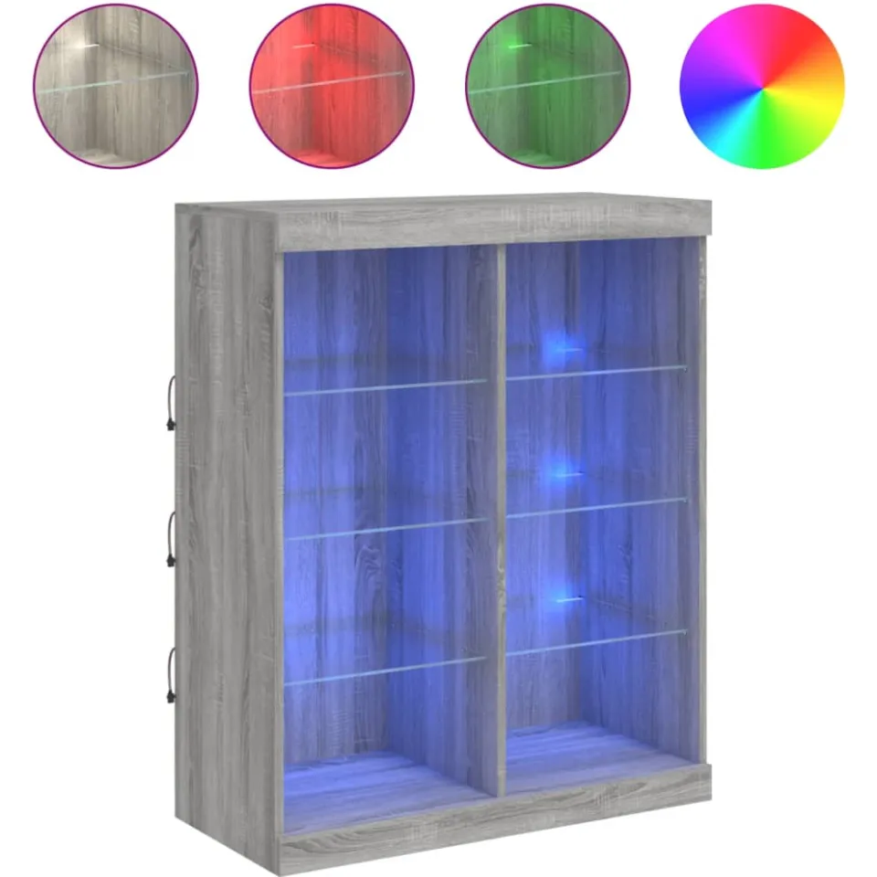 vidaXL Dressoir met LED-verlichting 81x37x100 cm grijs sonoma eiken, foto 4
