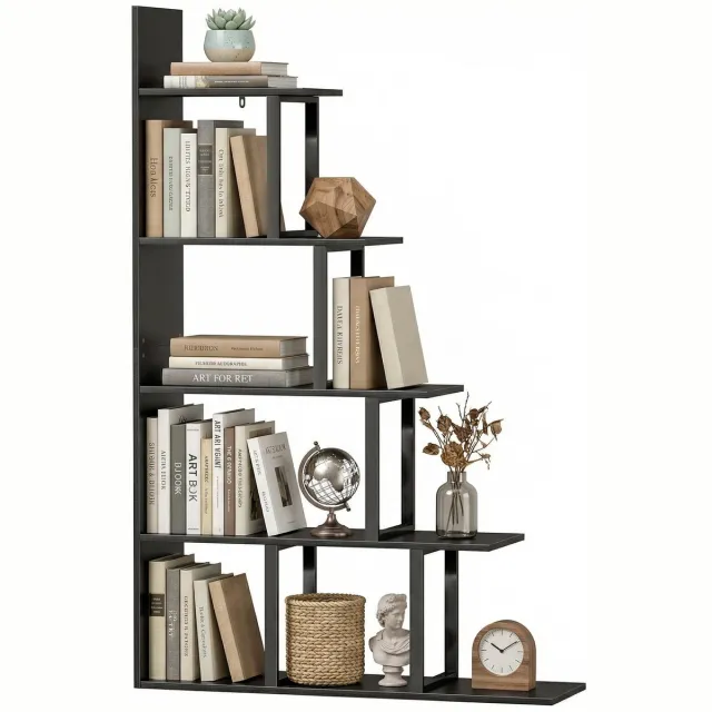 Kabat Industriële boekenkast/kamerverdeler met 5 planken - 102 x 30 x 160 cm - zwart