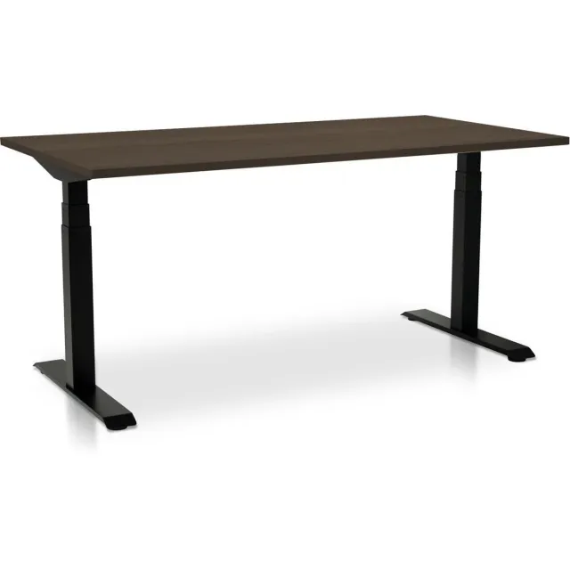 Multi Ratio Zit-sta bureau elektrisch verstelbaar - MRC PRO NEN-EN 527 | 160 x 80 cm - frame zwart - bruin eiken | Memory functie met USB | 150kg draagvermogen Zwart frame