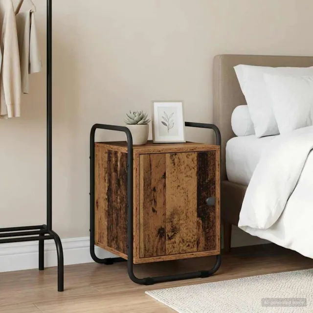 vidaXL Nachtkastje Oud hout 35 x 36.5 x 50 cm Bewerkt hout bruin, foto 2