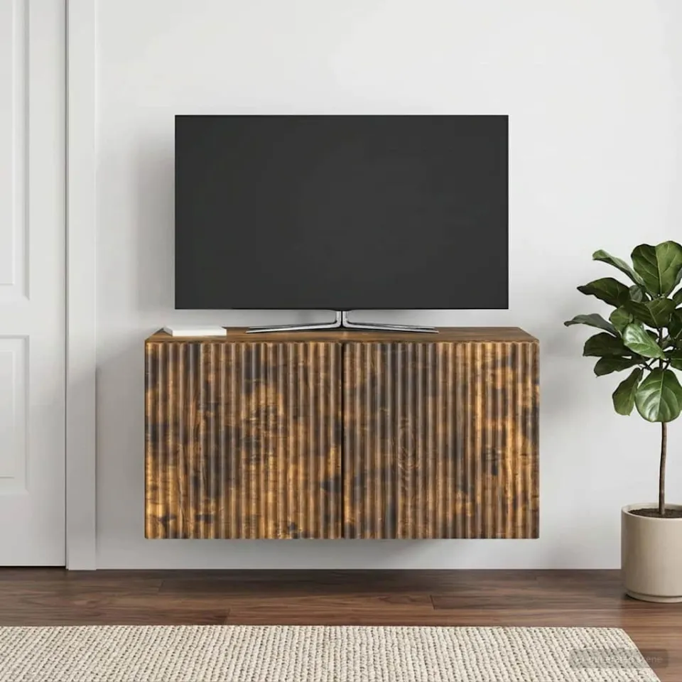 vidaXL Wandbeugel TV-kast 59,5 x 31 x 30 cm Gerookt eiken Bewerkt hout, foto 4