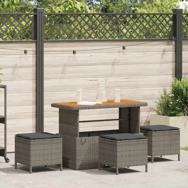 vidaXL Tuin eettafelset 4 st Grijs poly rattan, foto 2