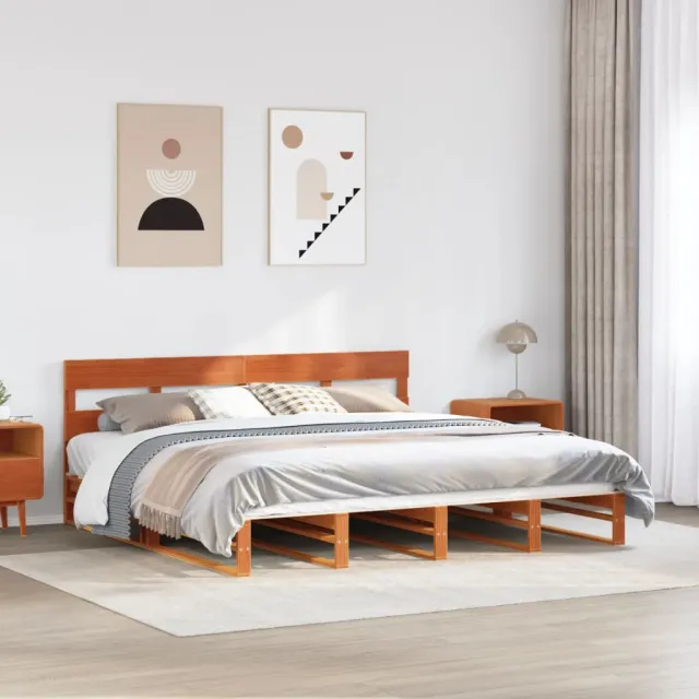 vidaXL Bedframe zonder matras massief grenenhout wasbruin 180x200 cm bruin
