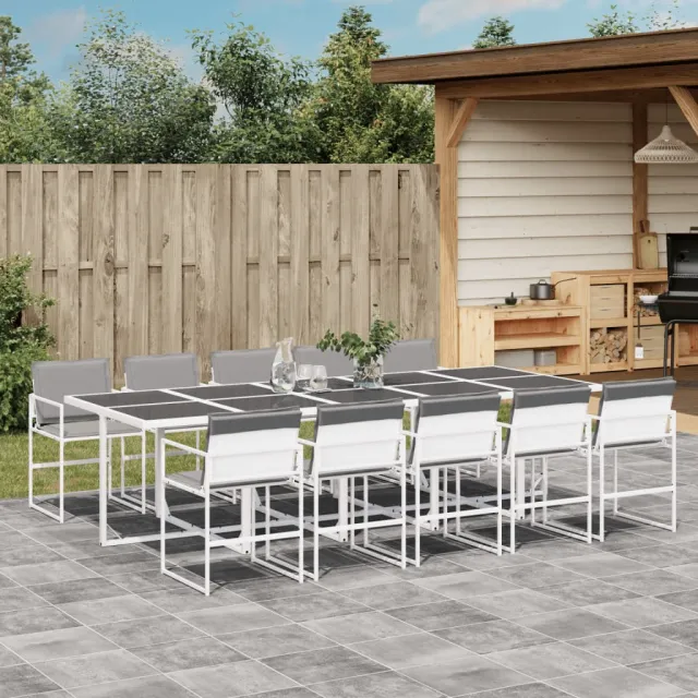 vidaXL 11-delige Tuinset met kussens textileen wit, foto 2