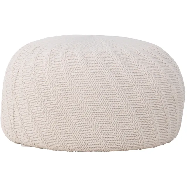 Nest living Dina ronde gebreide poef crème - Ø 60 cm