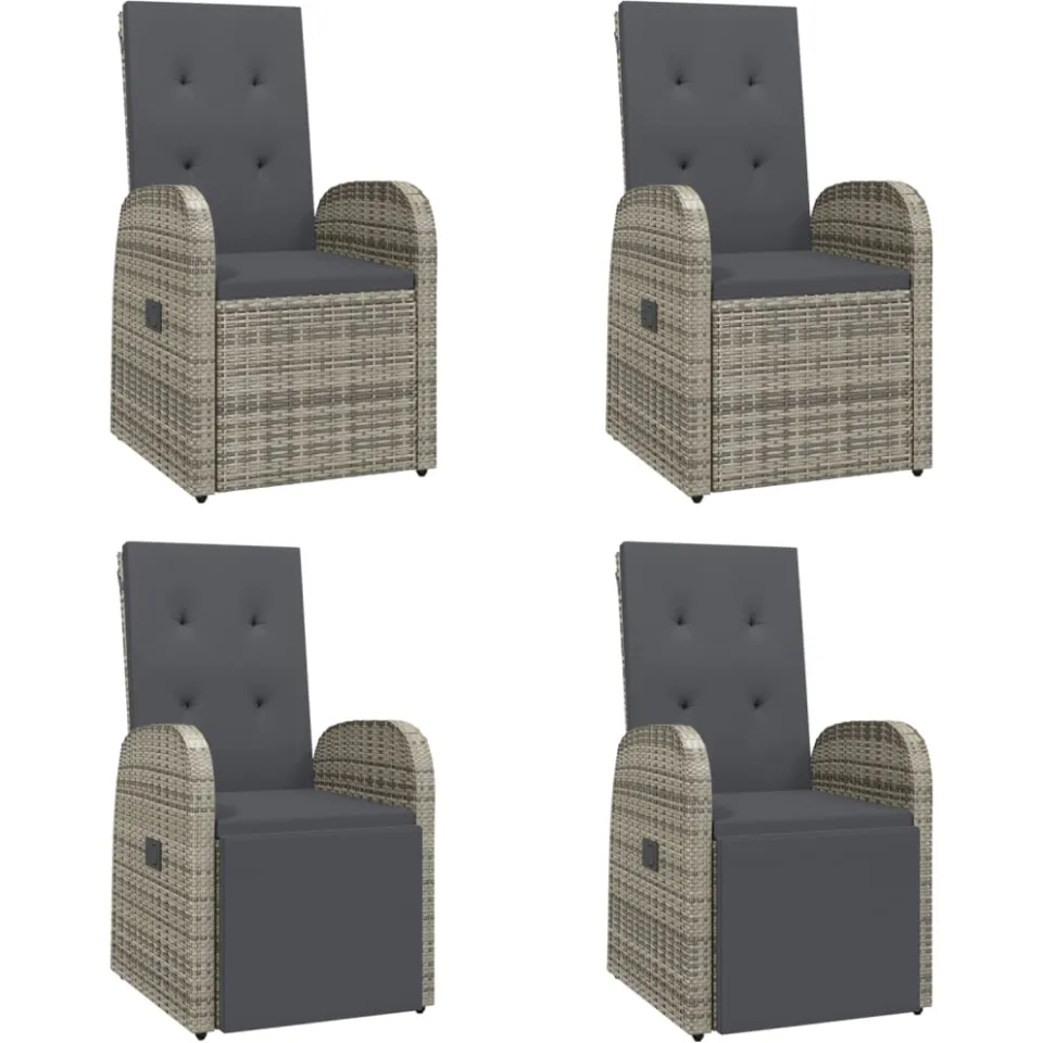 vidaXL 5-delige Tuinset met kussens poly rattan grijs, foto 3