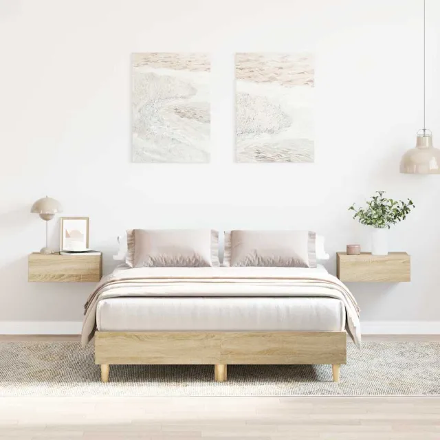 vidaXL Bedframe zonder matras 120x200cm spaanplaat sonoma eikenkleurig Bruin