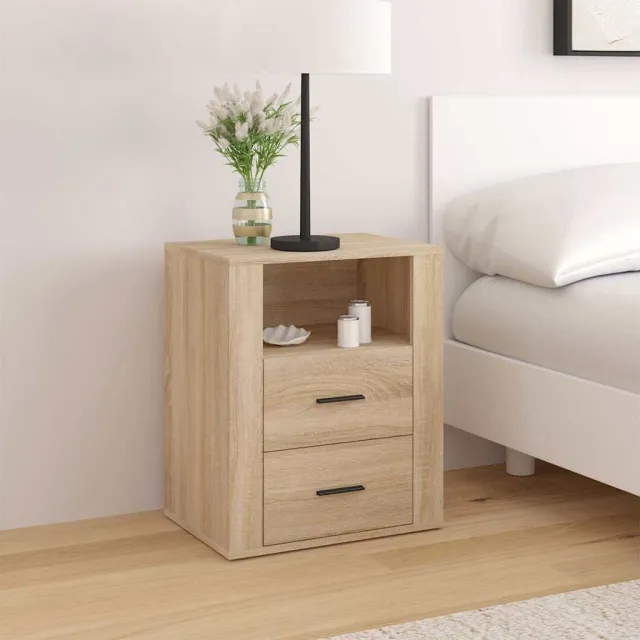 vidaXL Nachtkastje 50x36x60 cm bewerkt hout sonoma eikenkleurig, foto 2