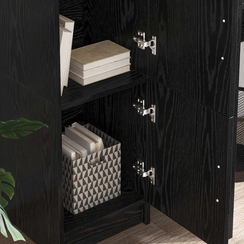 vidaXL Hoge kast Zwart Eiken 31.5 x 32 x 122.5 cm, foto 4