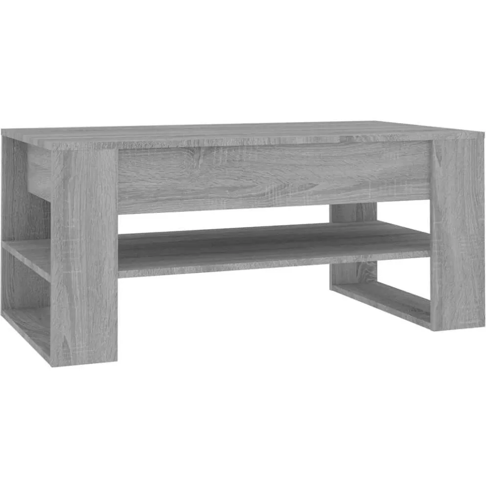 vidaXL Salontafel 102x55x45 cm bewerkt hout grijs sonoma eikenkleurig