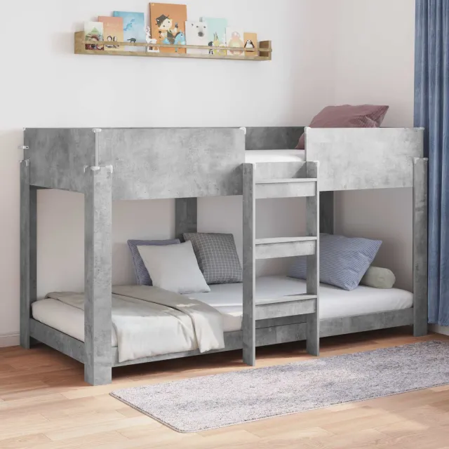 vidaXL Bunk Bed voor Kinderen Beton Grijs 80 x 200 cm Bewerkt hout