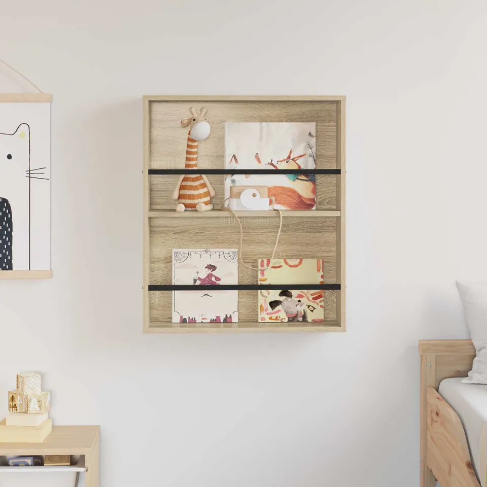 vidaXL Tijdschrift Rek Sonoma Eiken 60 x 12 x 70 cm Bewerkt hout, foto 4