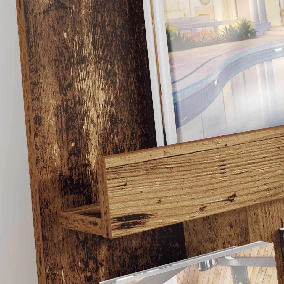 vidaXL Tijdschrift Rek met plank Oudhout 51 x 11 x 102 cm Bewerkt hout bruin, foto 3