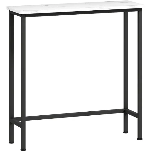 Homona Sidetable - Met marmerlook en verstelbare voetjes - Inclusief kantelbeveiliging - 75 x 24 x 76 cm - Zwart