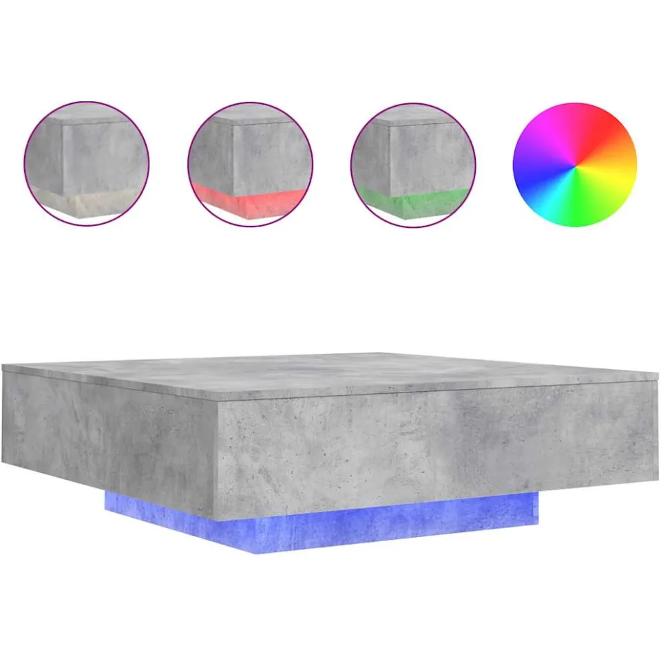 vidaXL Salontafel met LED-verlichting 100x100x31 cm betongrijs grijs, foto 4