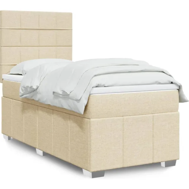 vidaXL Boxspring met matras stof crèmekleurig 90x200 cm