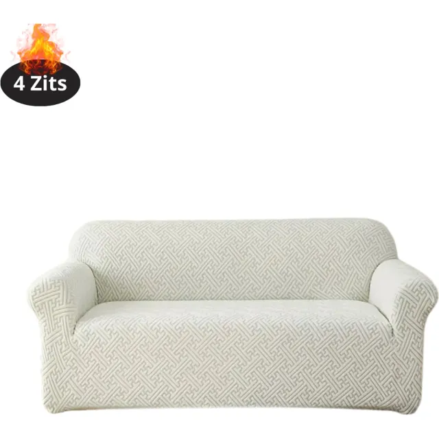 Bovista Bankhoes - Bankbeschermer - Stretch - Sofa Cover - Effen - Wit - 4 Zits