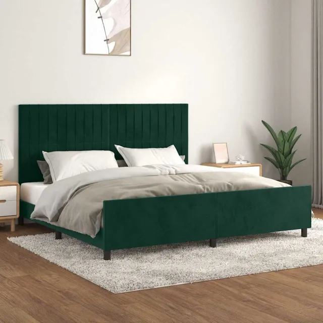 vidaXL Bedframe zonder matras 200x200 cm fluweel donkergroen groen