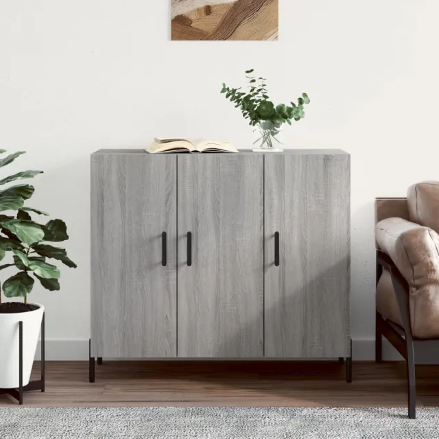 vidaXL Dressoir 90x34x80 cm bewerkt hout grijs sonoma eikenkleurig, foto 2