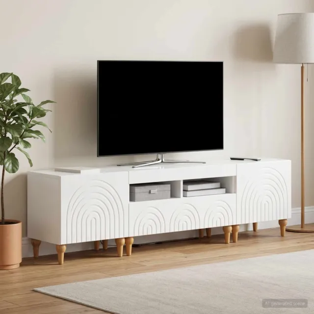 vidaXL 3-delige LED TV-kast Hoogglans Wit Bewerkt hout