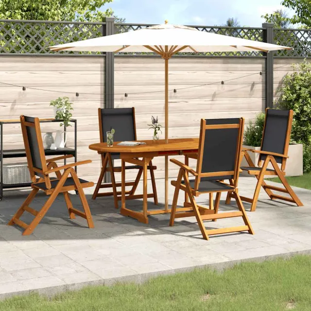 vidaXL 5-delige Tuinset massief acaciahout en textileen bruin, foto 2