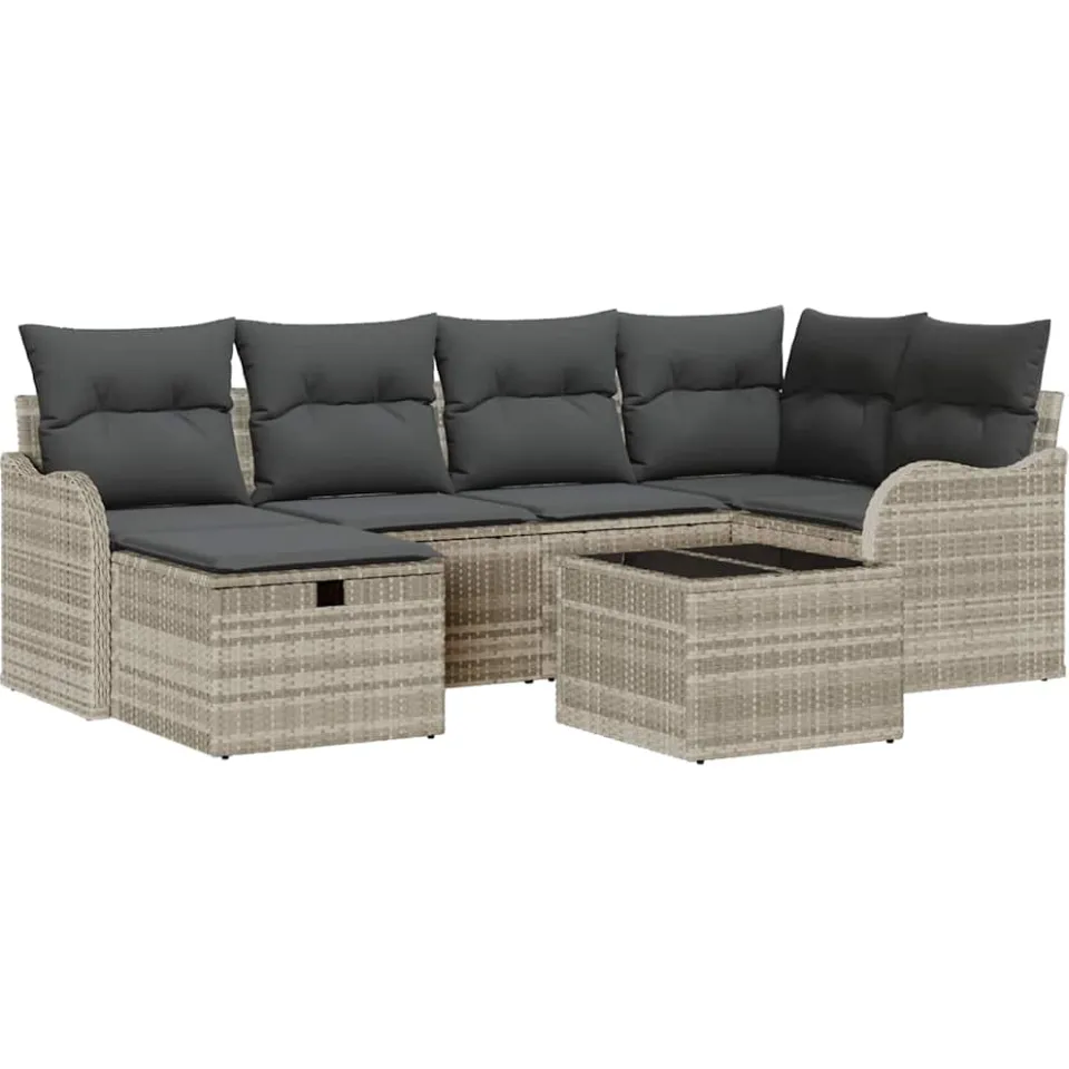 vidaXL Tuin Sofa Set 7 st Poly riet Zwart
