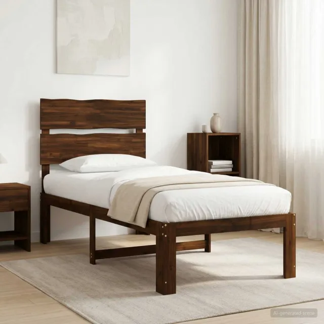 vidaXL Eenpersoonsbed met hoofdbord ROSTOCK Donkerbruin 90 x 190 cm bruin