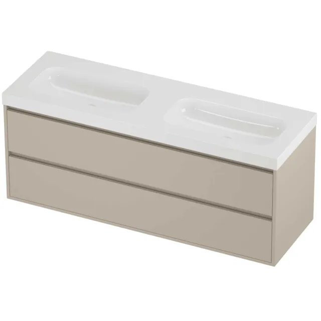 Proline Haga Badmeubelset Polystone Mezza 140x46x58 cm Glans Wit Soft Linen Beige