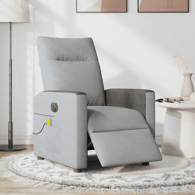 vidaXL Massagestoel elektrisch verstelbaar stof lichtgrijs
