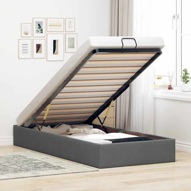 vidaXL Bedframe zonder matras 80x200 cm stof donkergrijs grijs