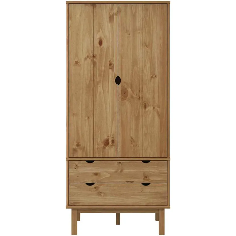 vidaXL Kledingkast OTTA 76,5x53x172 cm massief grenenhout Bruin