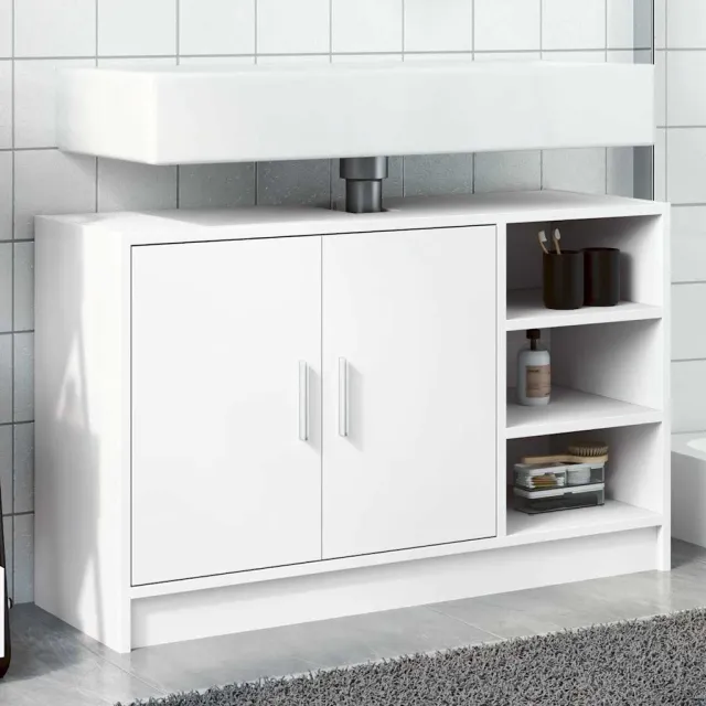 vidaXL Wastafelkast 90x29x55 cm bewerkt hout wit, foto 2