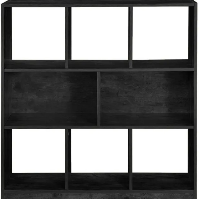 Hoppa! Boekenkast 8 Vakken - Zwart - Hout - 97.5 x 30 x 100 cm (B x D x H)
