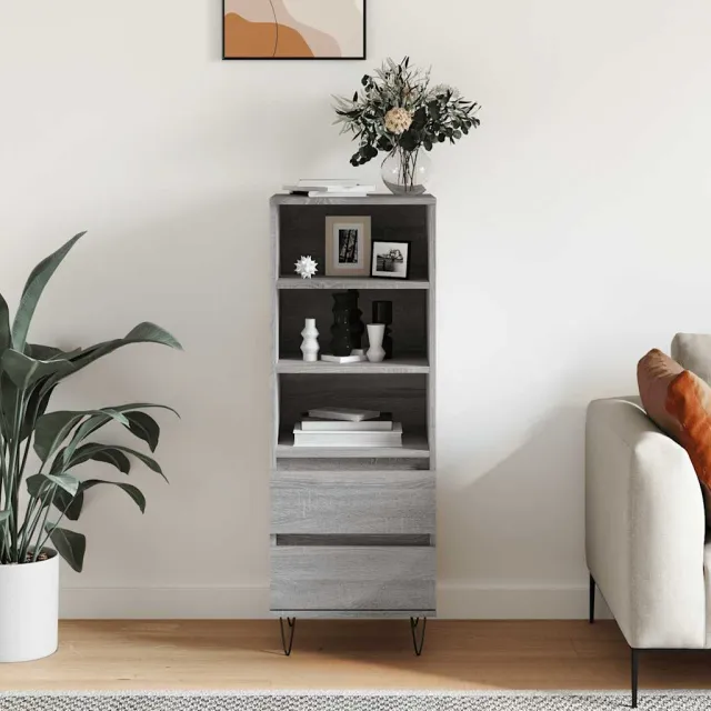 vidaXL Hoge kast 40x36x110 cm bewerkt hout grijs sonoma, foto 2