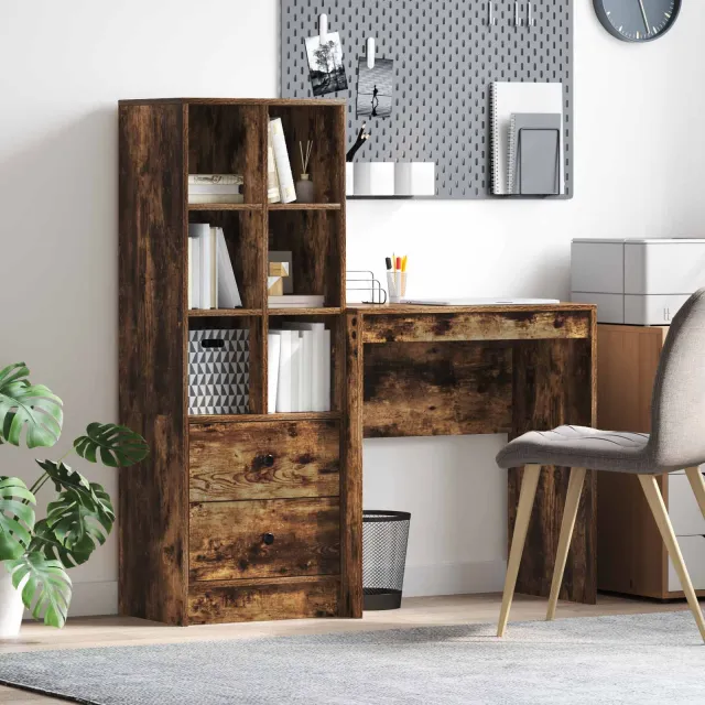 vidaXL Bureau Gerookt eiken 115,5 x 40 x 127 cm 2 st, foto 2