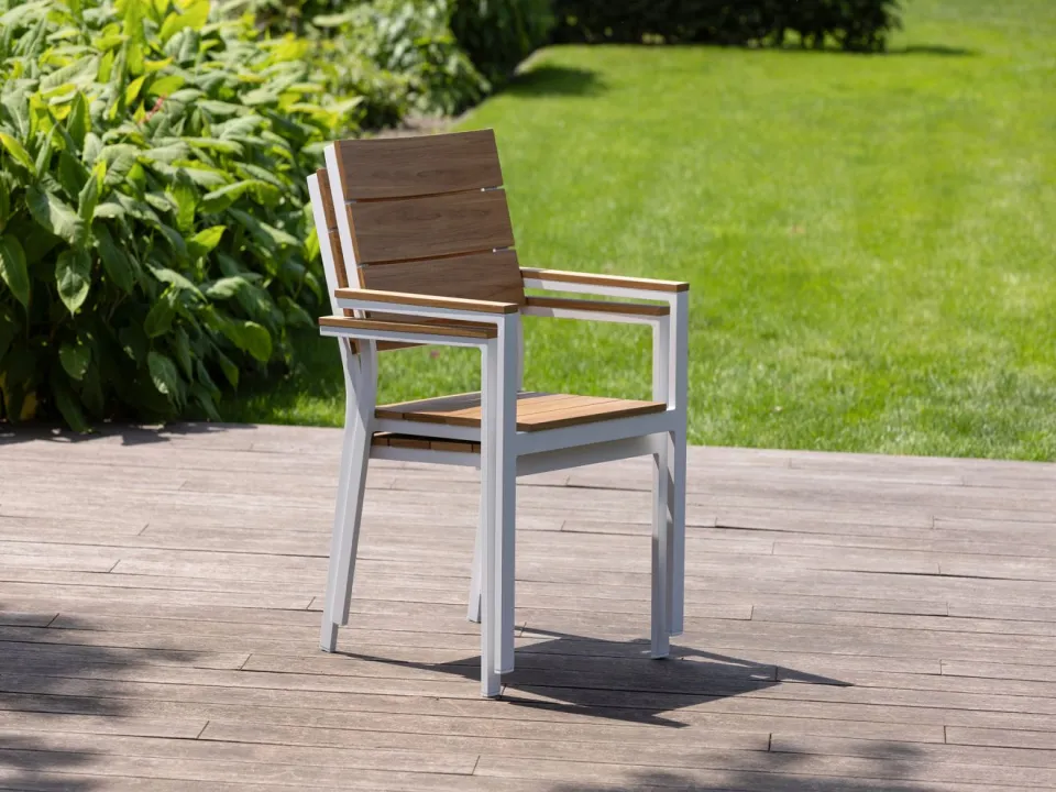 Bellagio tuinmeubelen Bellagio Fidenza 90cm dining tuinset 3-delig stapelbaar wit, foto 4