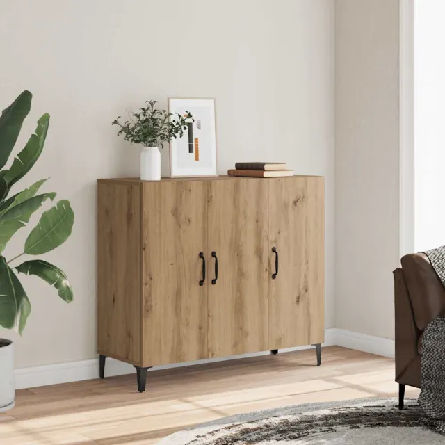 vidaXL Dressoir 90x34x80 cm bewerkt hout artisanaal eikenkleur, foto 2