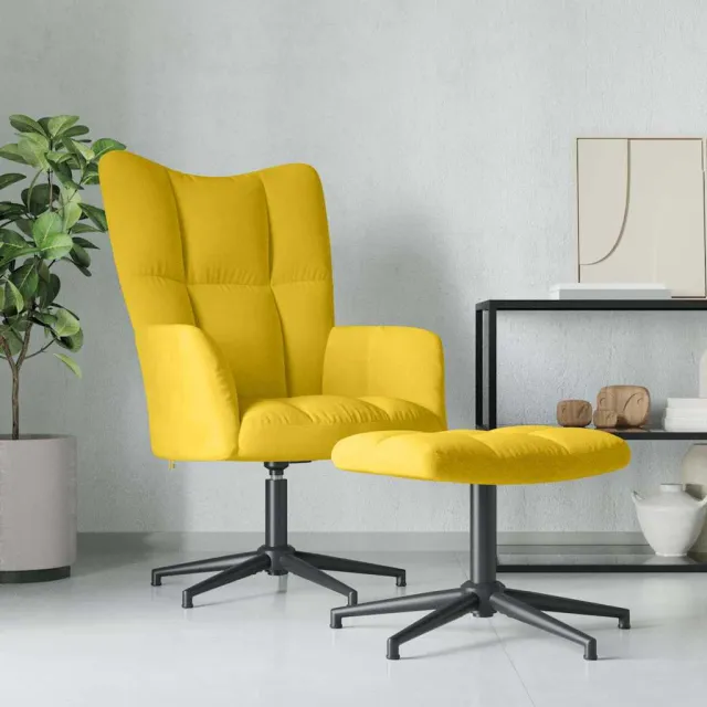 vidaXL Relaxstoel met voetenbank fluweel mosterdgeel