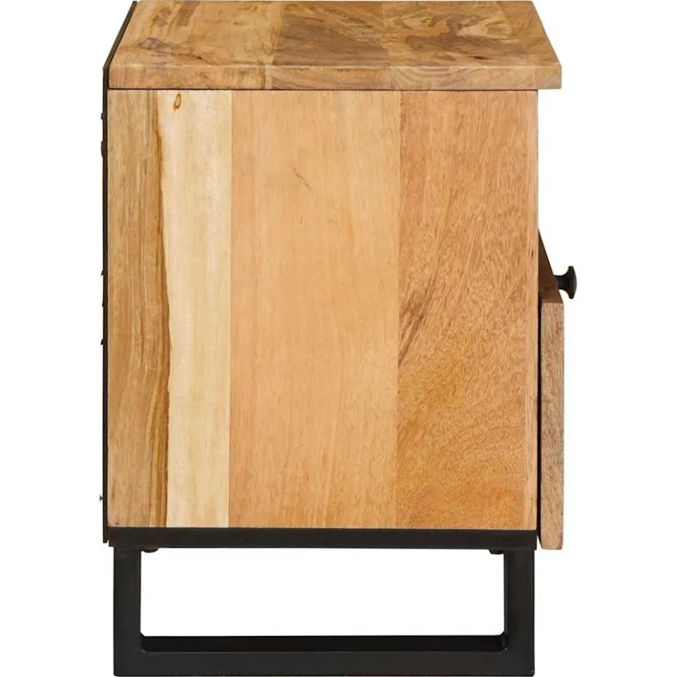 vidaXL Nachtkastje met lade Naturel 40 x 33 x 46 cm Massief Mango Hout, foto 4
