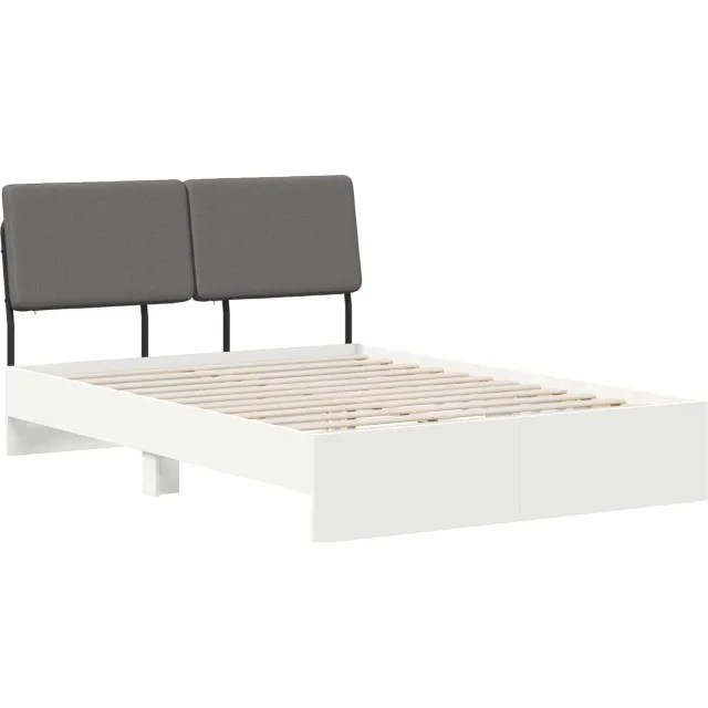 vidaXL Tweepersoonsbed met hoofdbord Wit en Lichtgrijs 150 x 200 cm