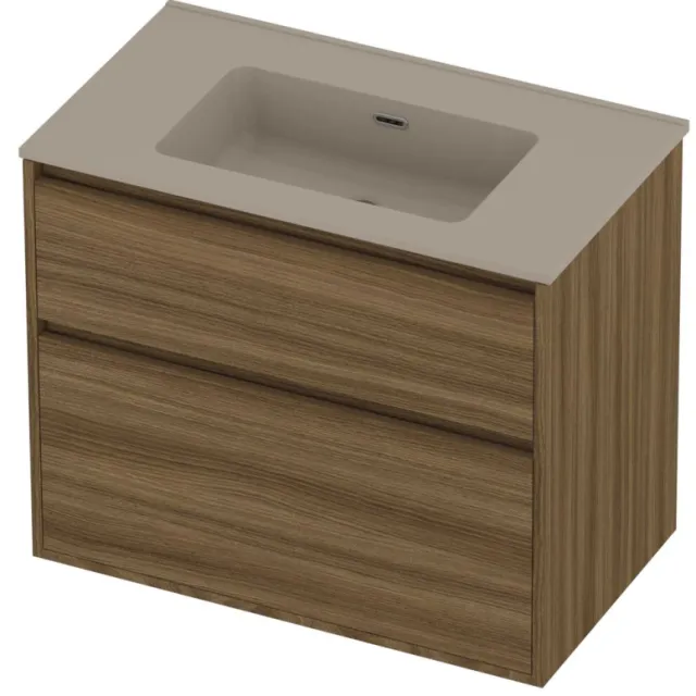 Proline Tribute Badmeubelset Porselein 80x46x67 cm Mat Crème Cotton Caramel Walnut Houtlook